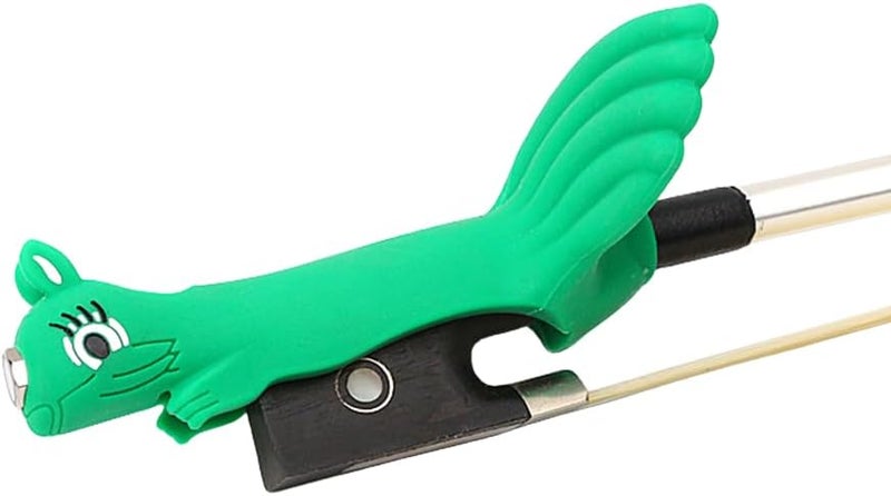 Conboxus Violin/Viola Bow Holder Violin Bow Grip For Beginner Violin Holder Teaching Aid Accessory Soft protect finger Cute squirrel-shaped Bright Colors (green) - Image 1